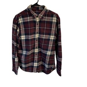 Men's Plaid‎ Shirt - Burgundy and Cream